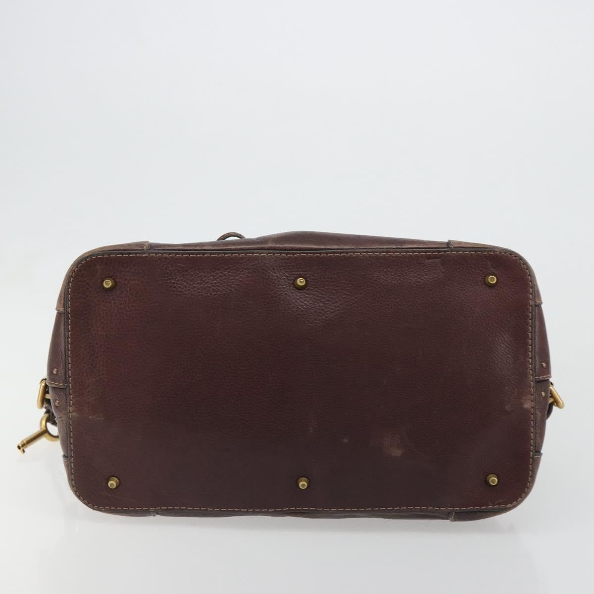 Chloe Paddington Hand Bag Leather Brown Gold Silver Auth am11904A