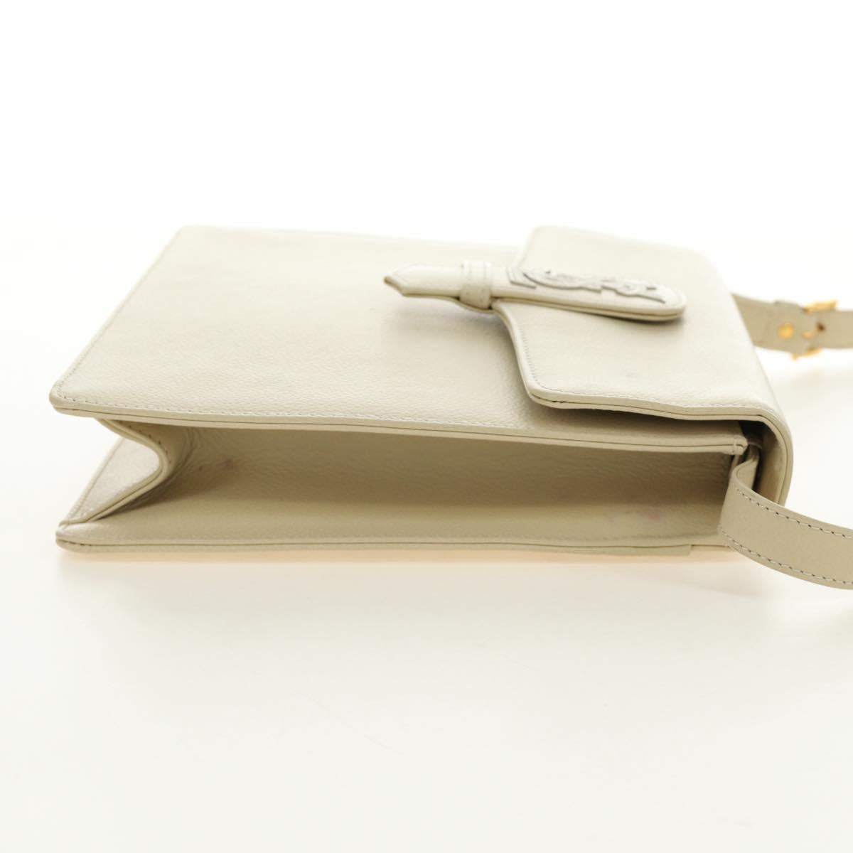 SAINT LAURENT YSL Shoulder Bag Leather Ivory Gold Auth am11905V