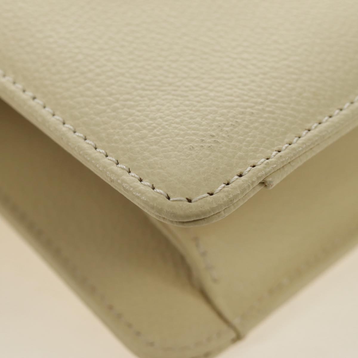 SAINT LAURENT YSL Shoulder Bag Leather Ivory Gold Auth am11905V
