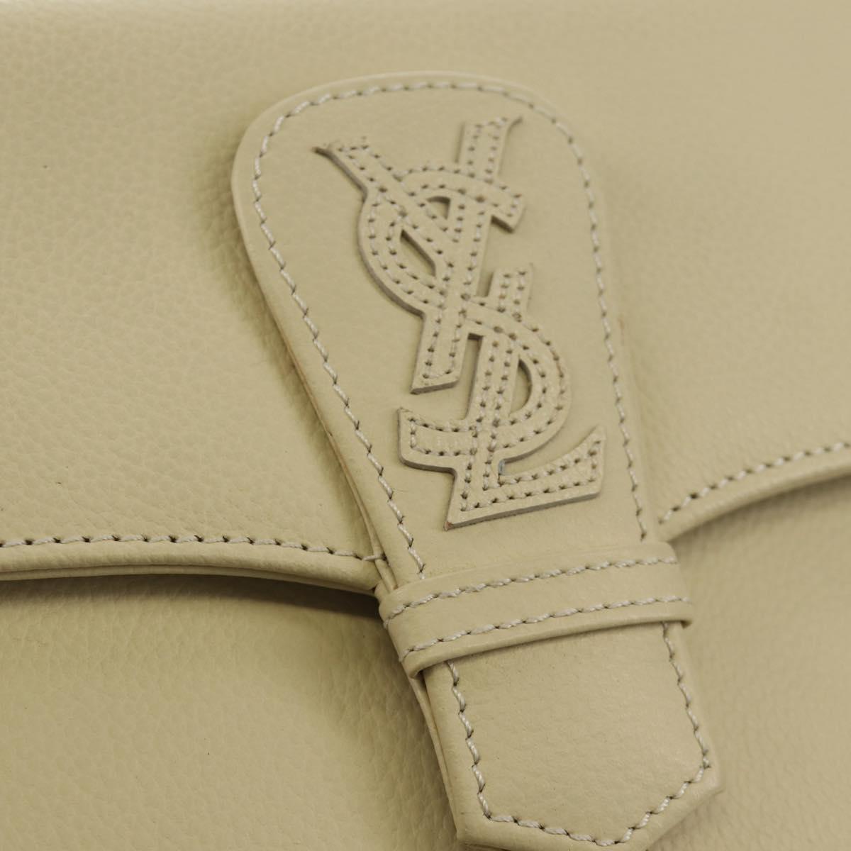 SAINT LAURENT YSL Shoulder Bag Leather Ivory Gold Auth am11905V