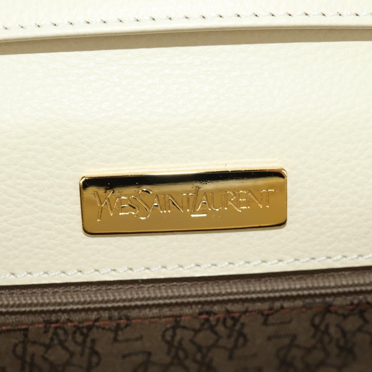 SAINT LAURENT YSL Shoulder Bag Leather Ivory Gold Auth am11905V