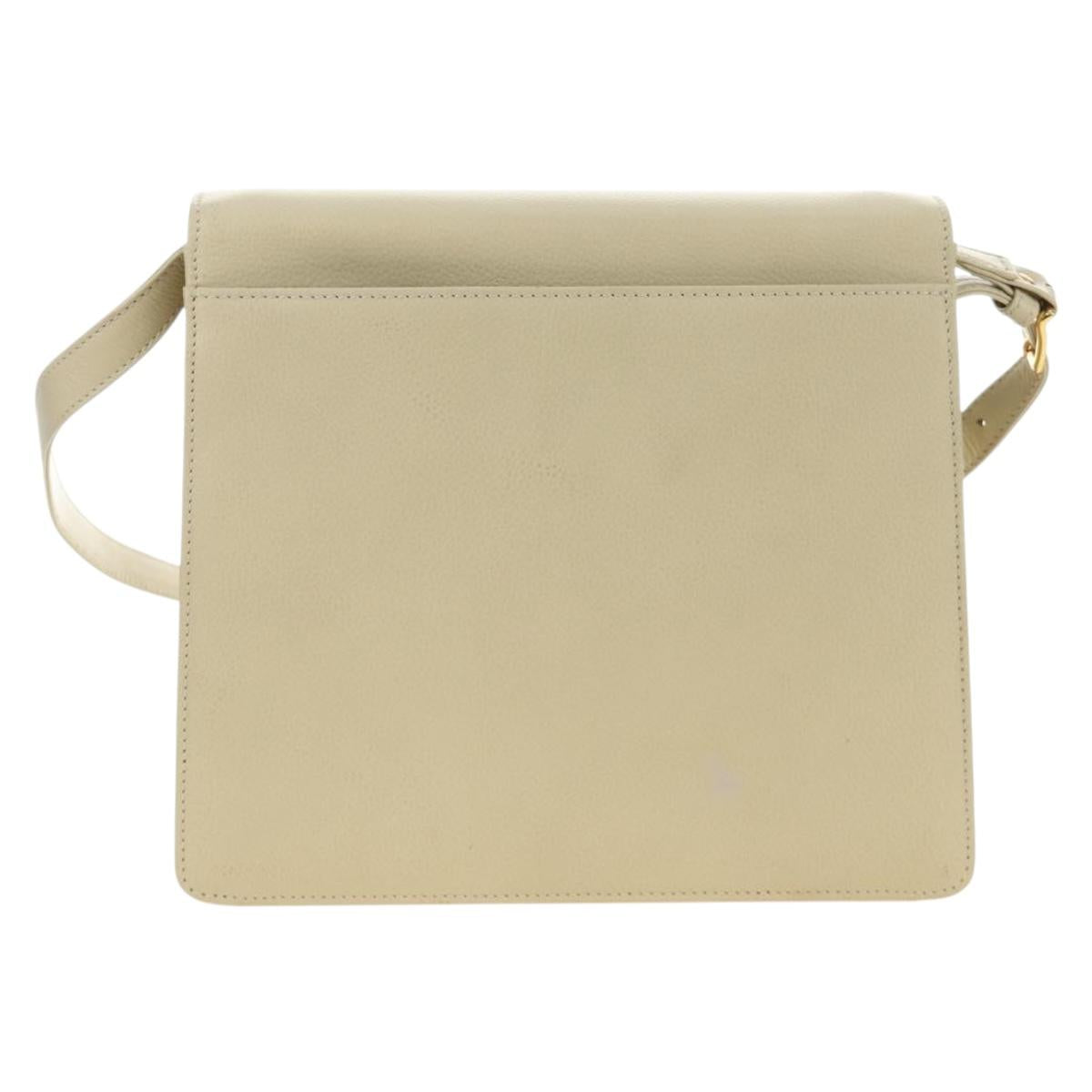 SAINT LAURENT YSL Shoulder Bag Leather Ivory Gold Auth am11905V