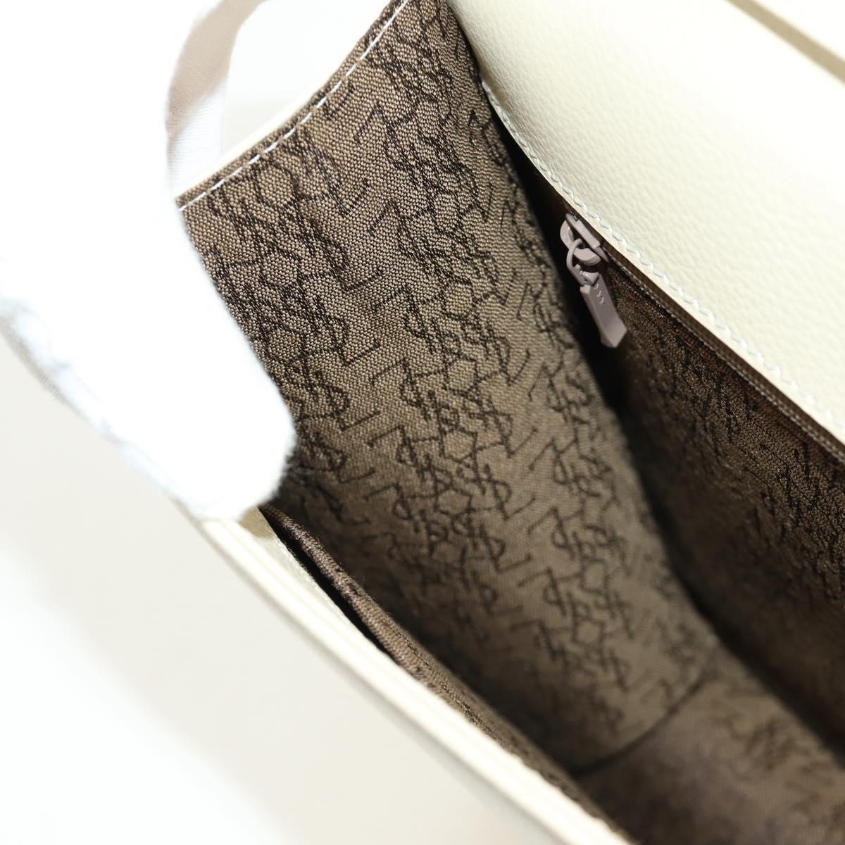 SAINT LAURENT YSL Shoulder Bag Leather Ivory Gold Auth am11905V