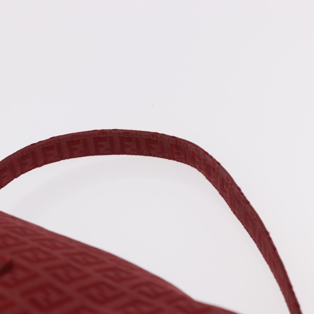 FENDI Zucchino Canvas Mamma Baguette Shoulder Bag Red Gold Auth am11906A