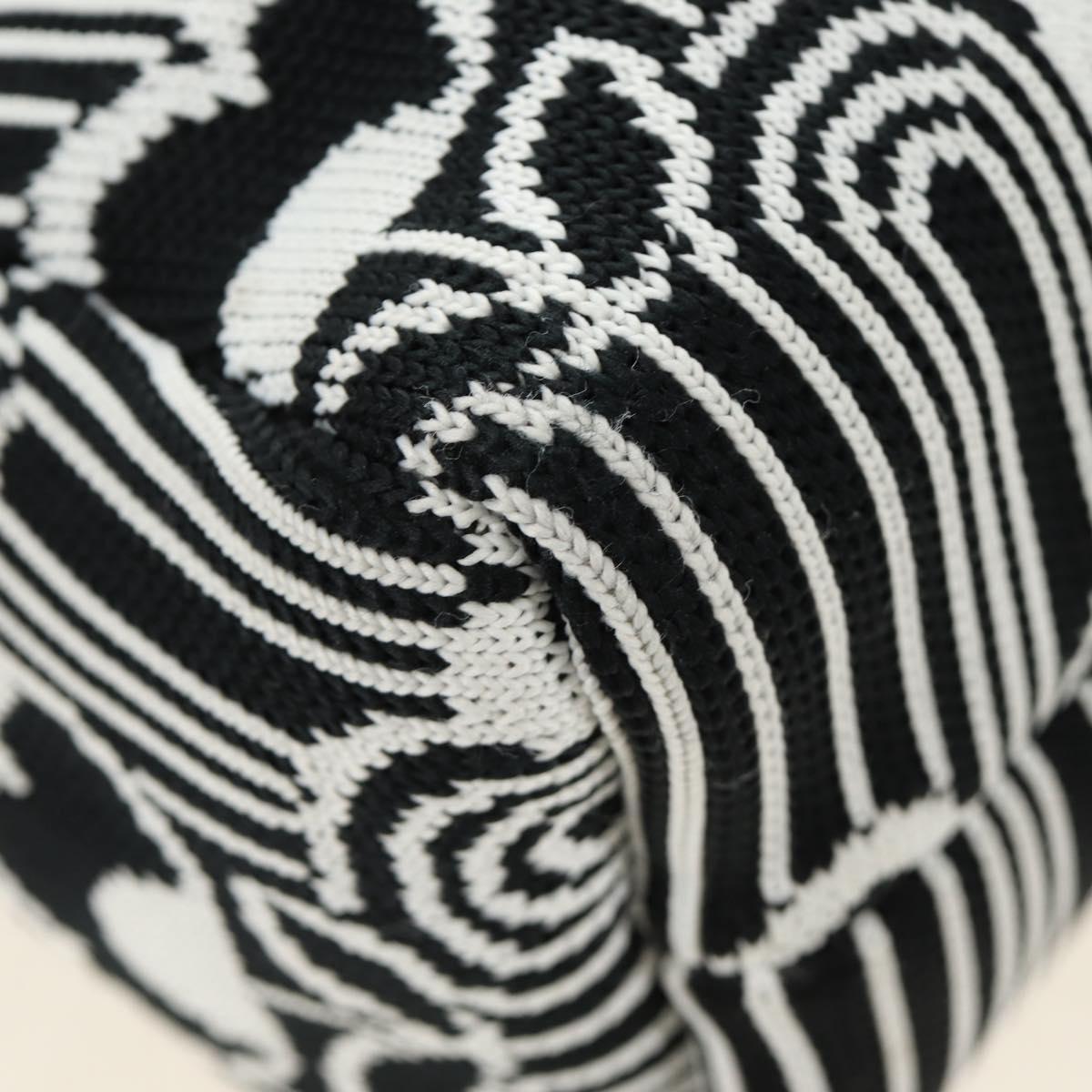 PRADA Shoney Jacquard Shoulder Bag Wool Black White Silver Auth am11907SAM