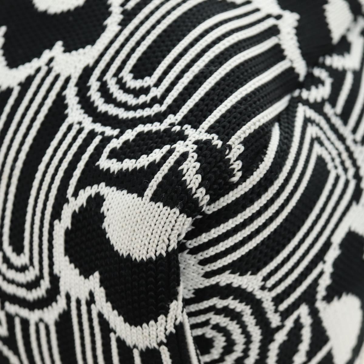 PRADA Shoney Jacquard Shoulder Bag Wool Black White Silver Auth am11907SAM