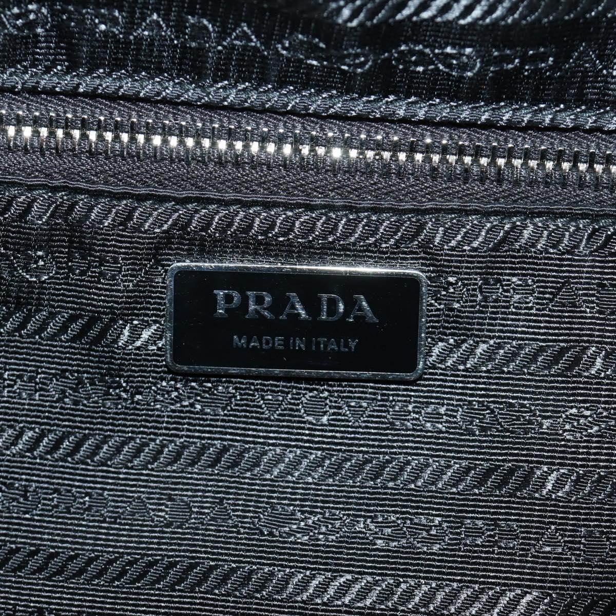 PRADA Shoney Jacquard Shoulder Bag Wool Black White Silver Auth am11907SAM