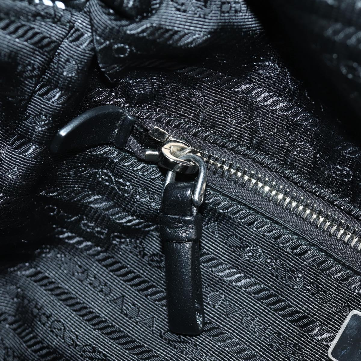 PRADA Shoney Jacquard Shoulder Bag Wool Black White Silver Auth am11907SAM