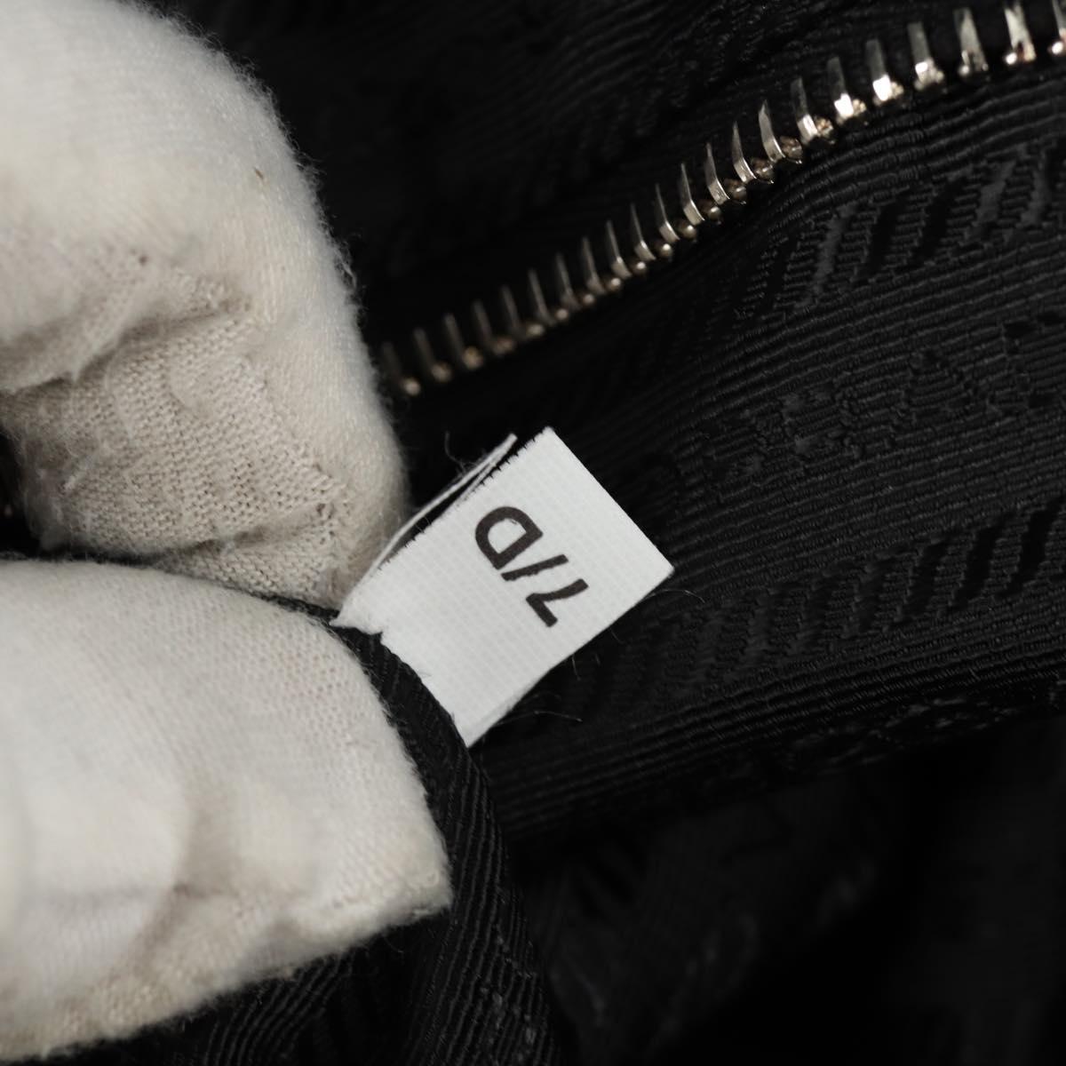 PRADA Shoney Jacquard Shoulder Bag Wool Black White Silver Auth am11907SAM