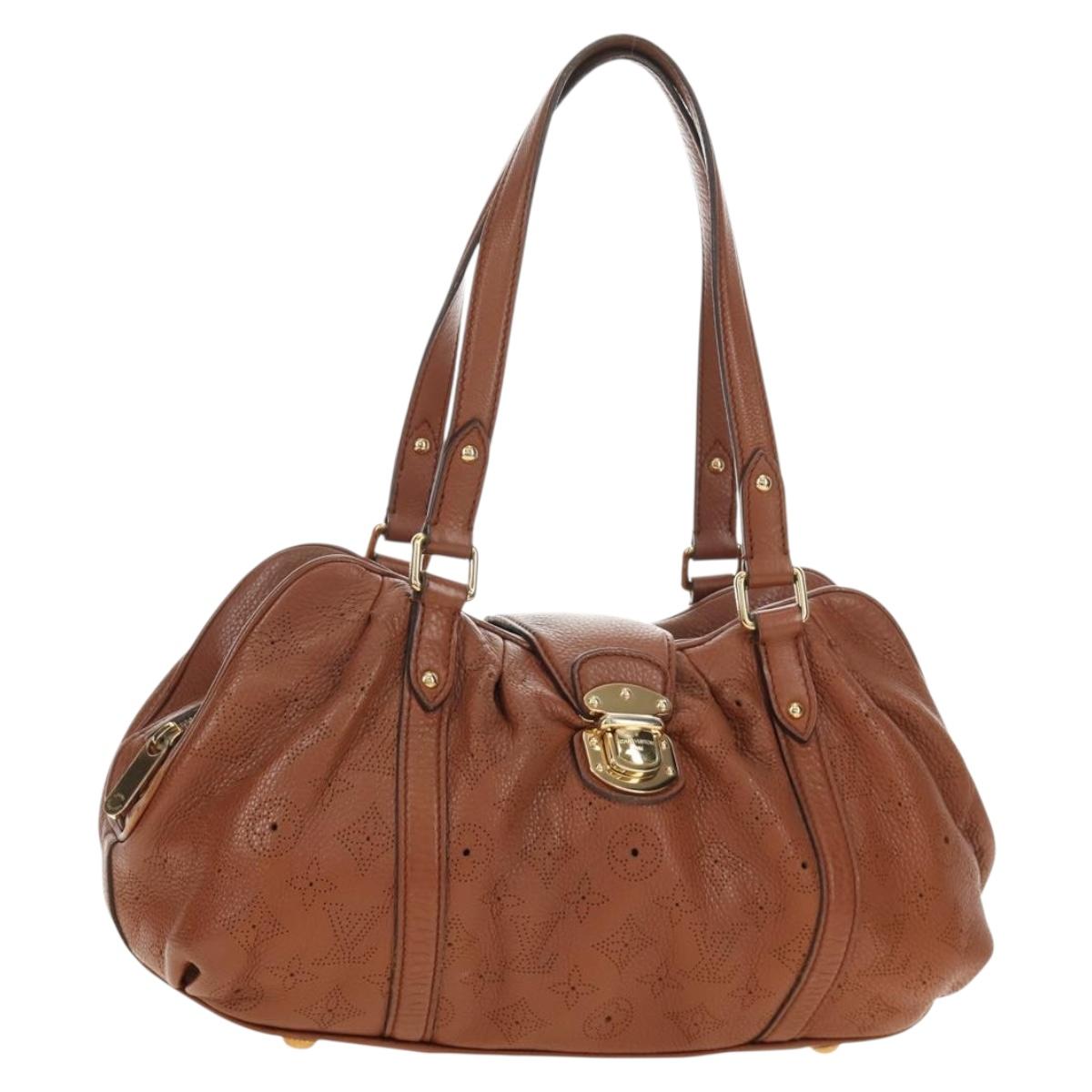 LOUIS VUITTON Mahina Runner PM Hand Bag Leather Brown M97052 LV Auth am11908V
