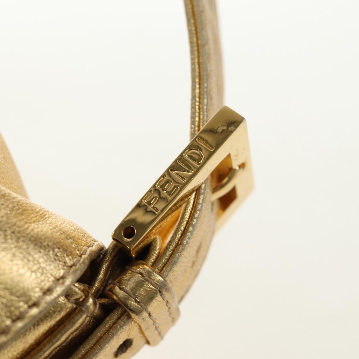 FENDI Mamma Baguette Shoulder Bag Leather Gold Auth am11909SM