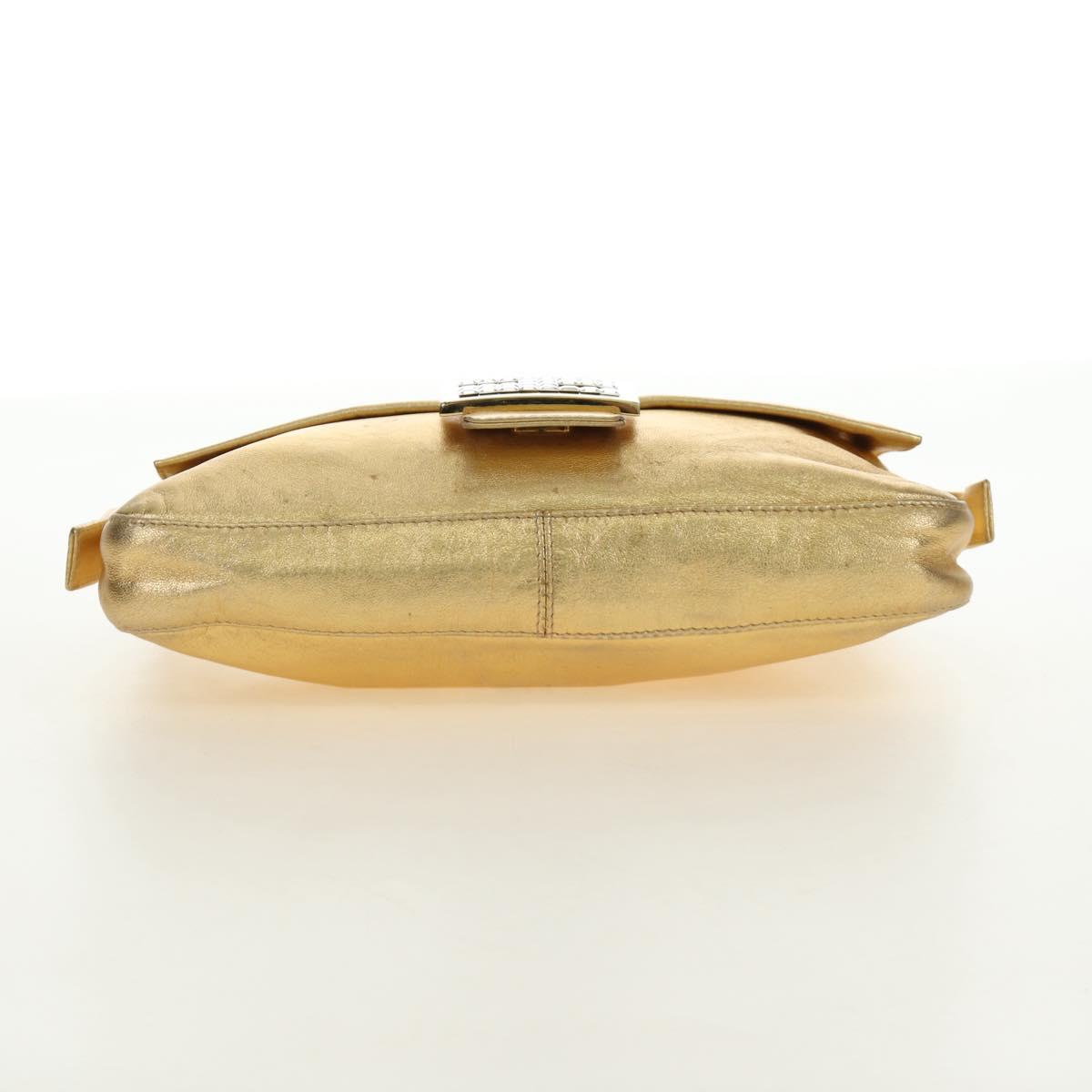 FENDI Mamma Baguette Shoulder Bag Leather Gold Auth am11909SM