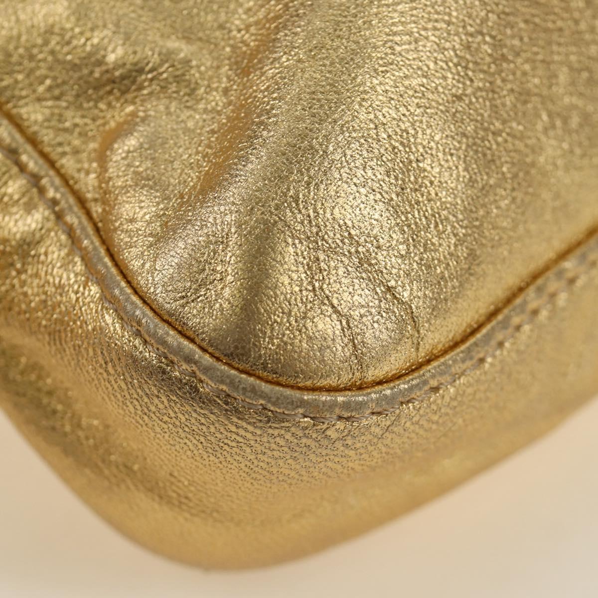 FENDI Mamma Baguette Shoulder Bag Leather Gold Auth am11909SM