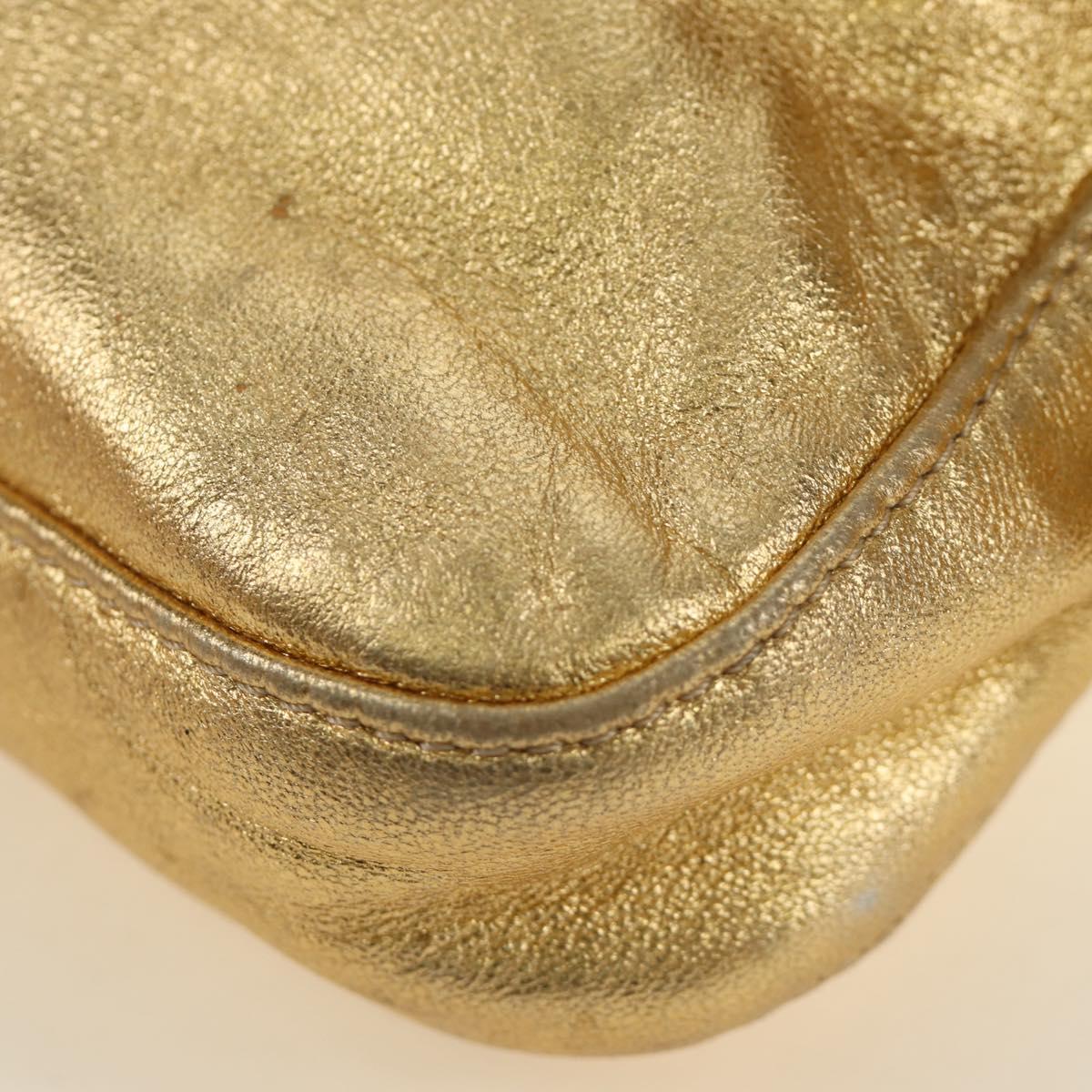 FENDI Mamma Baguette Shoulder Bag Leather Gold Auth am11909SM