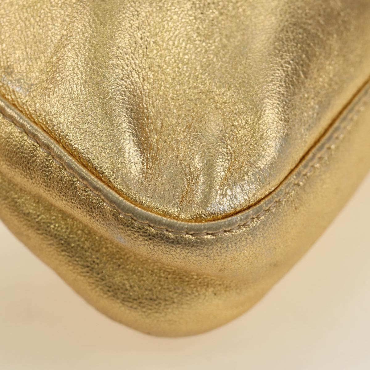 FENDI Mamma Baguette Shoulder Bag Leather Gold Auth am11909SM