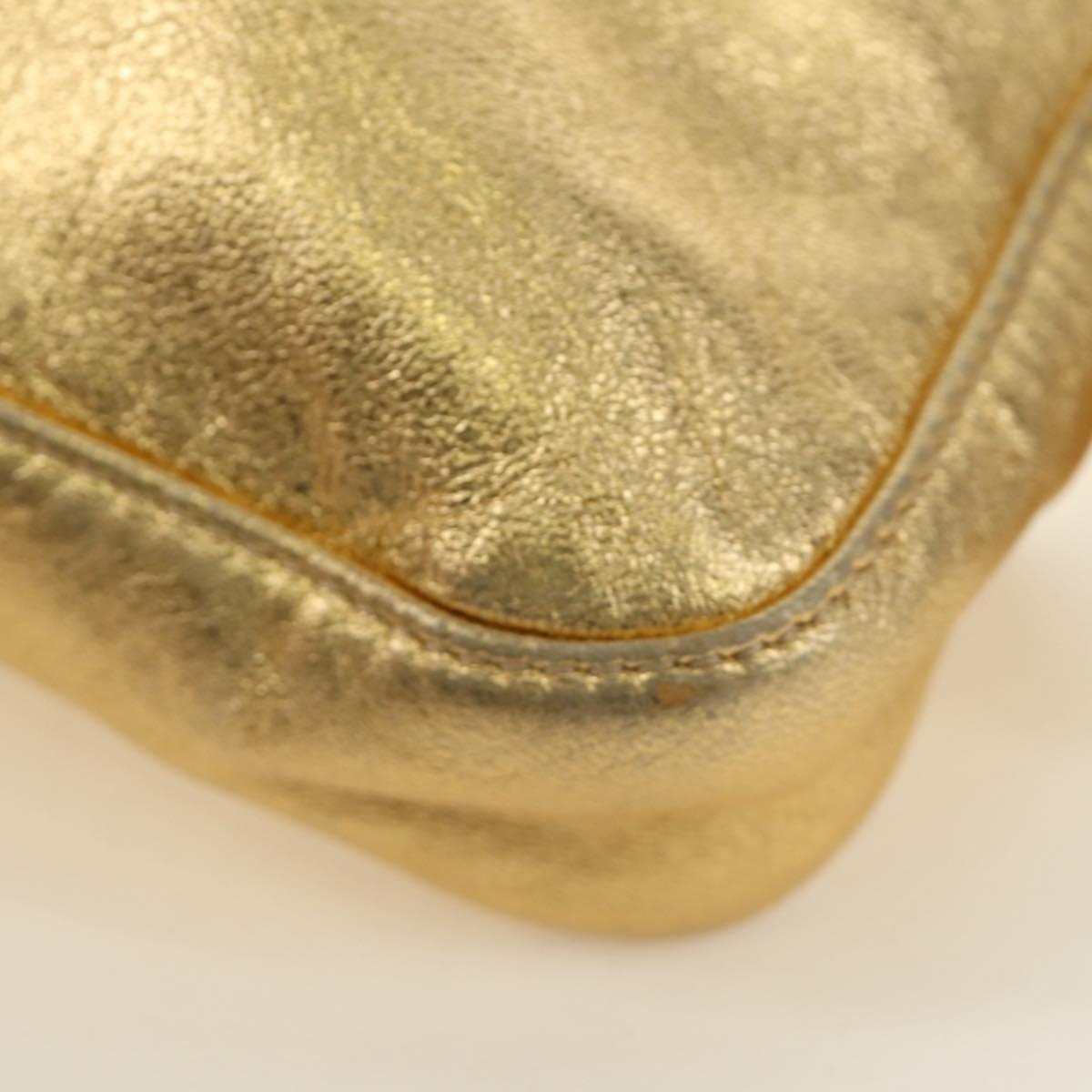 FENDI Mamma Baguette Shoulder Bag Leather Gold Auth am11909SM
