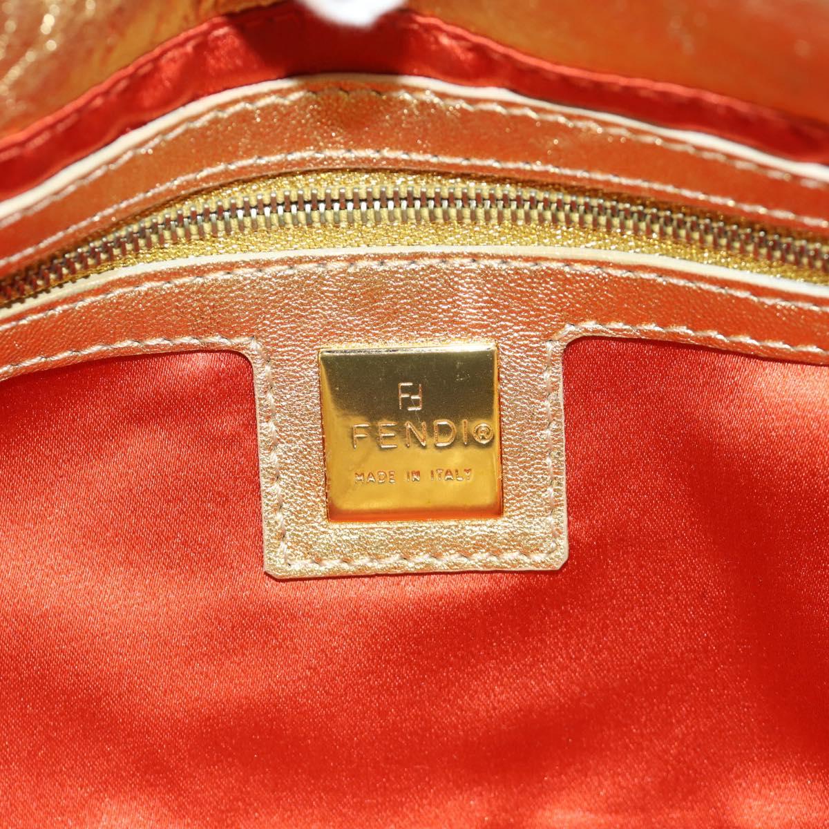 FENDI Mamma Baguette Shoulder Bag Leather Gold Auth am11909SM