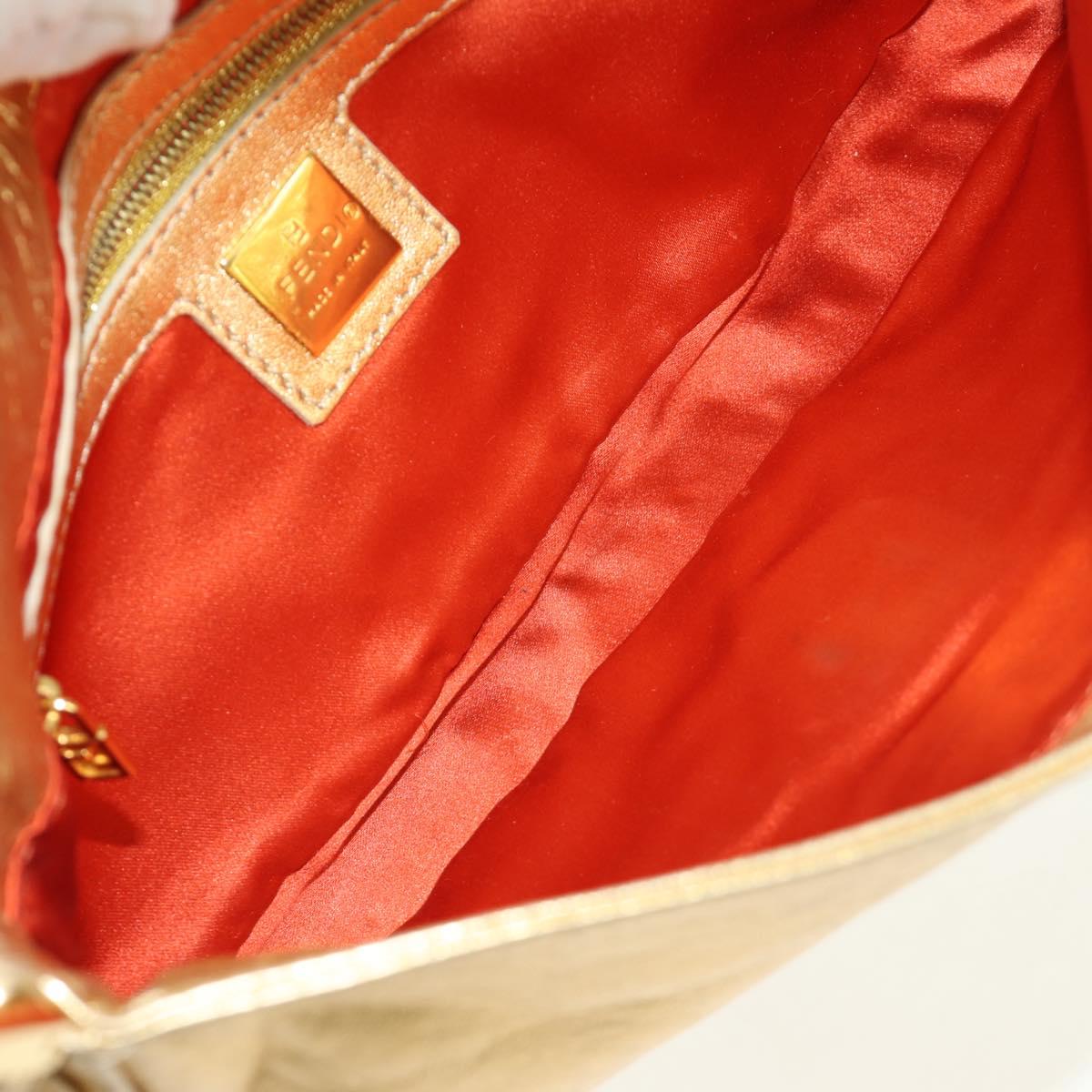 FENDI Mamma Baguette Shoulder Bag Leather Gold Auth am11909SM