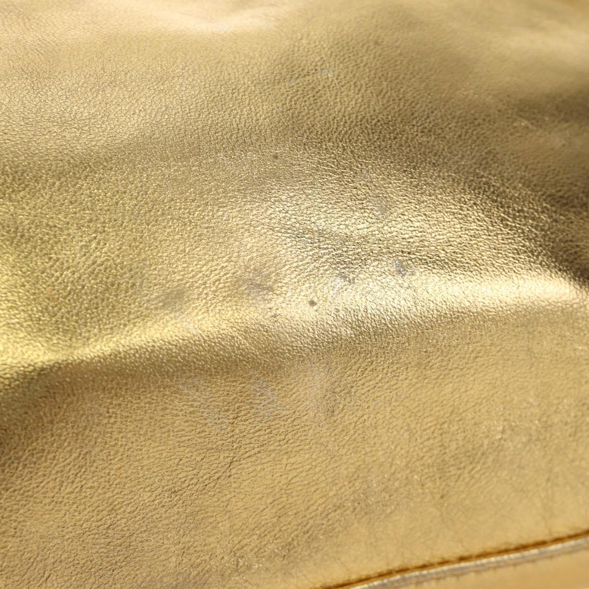 FENDI Mamma Baguette Shoulder Bag Leather Gold Auth am11909SM