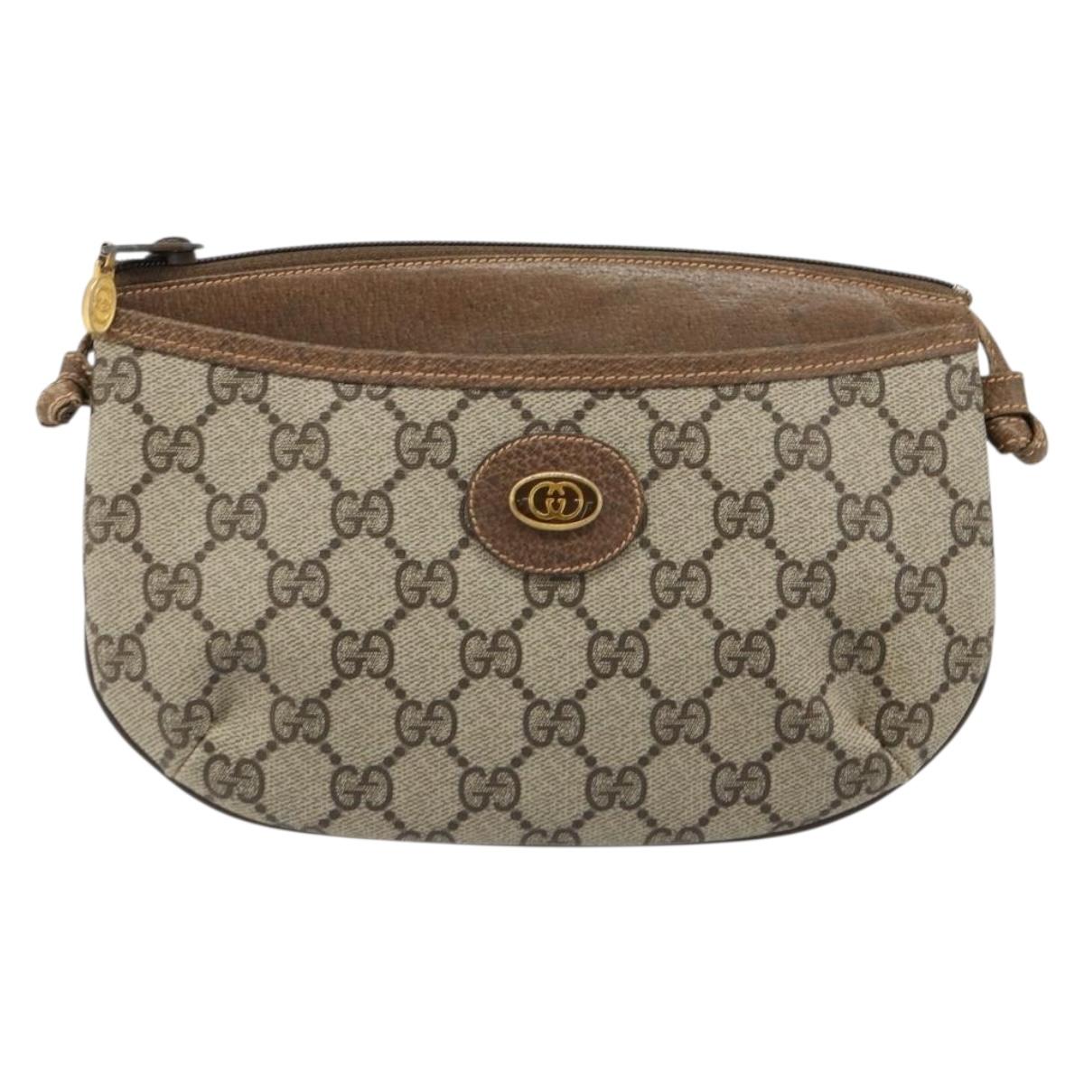 GUCCI GG Supreme Old Shoulder Bag PVC Beige Gold 378 02 020 Auth am11912