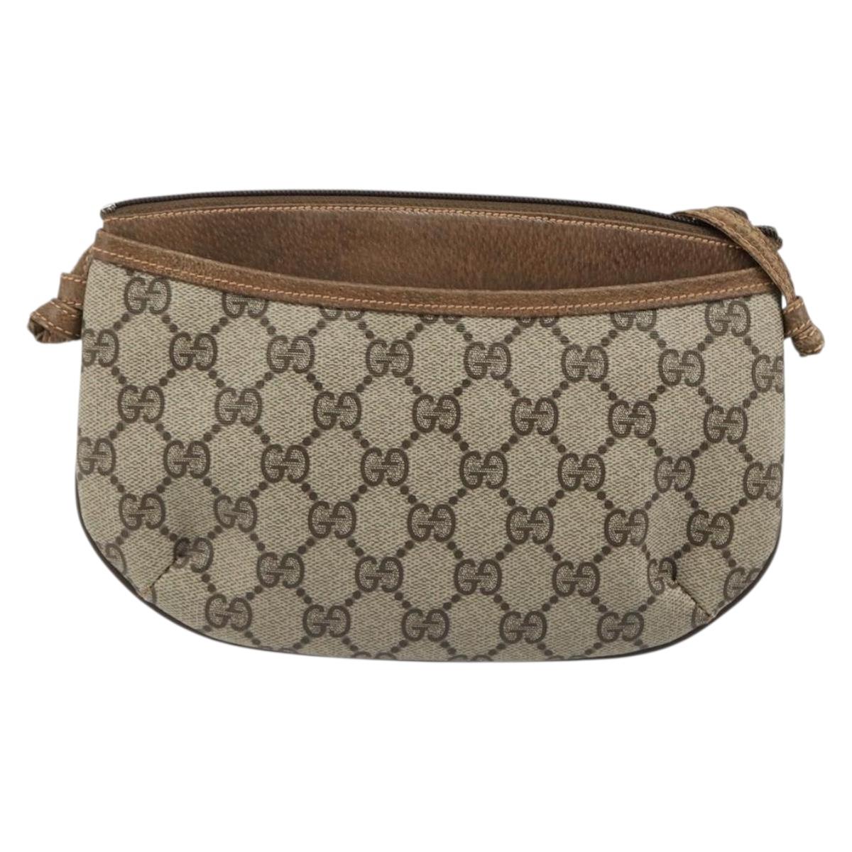 GUCCI GG Supreme Old Shoulder Bag PVC Beige Gold 378 02 020 Auth am11912