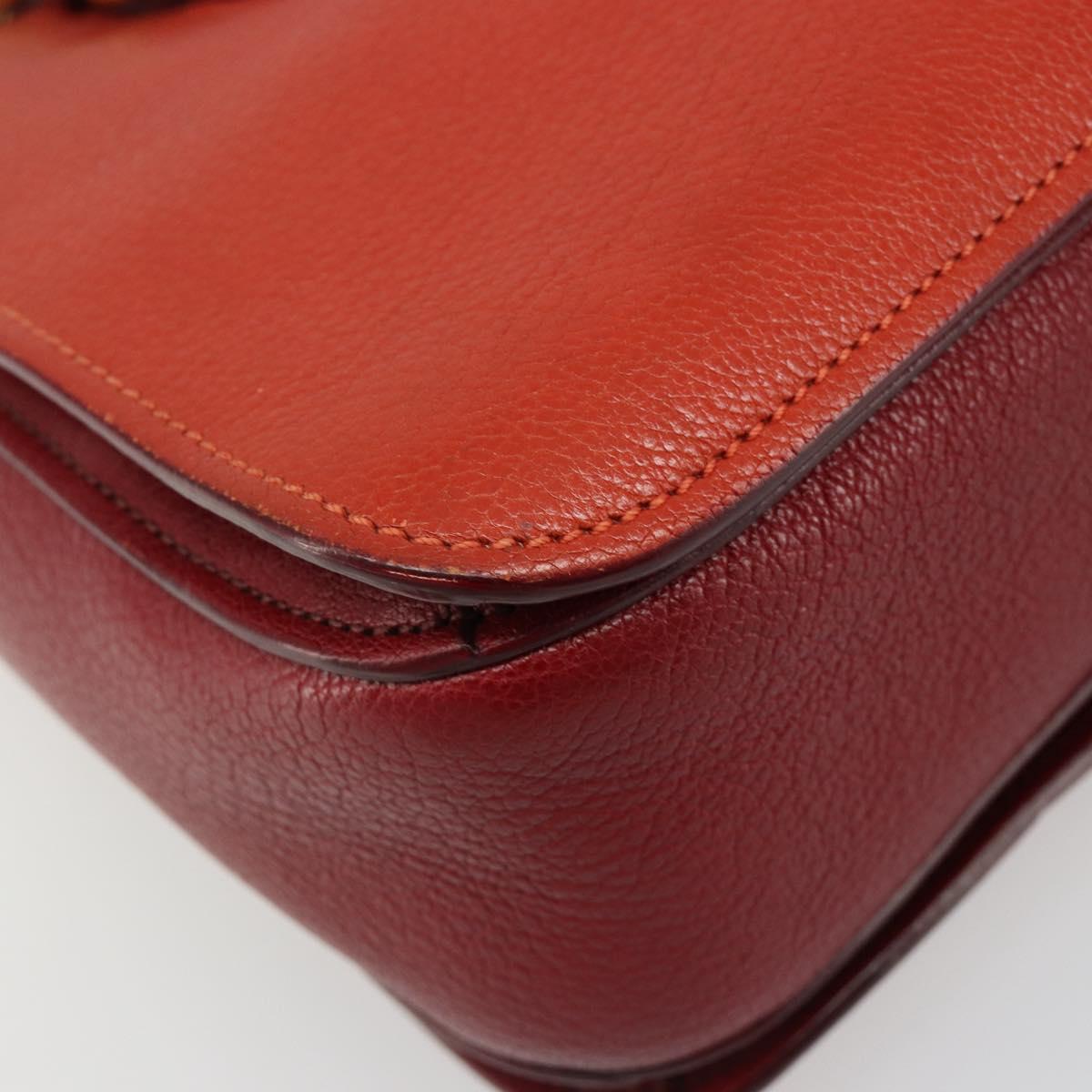 Miu Miu Ready Lock Hand Bag Leather 2way Orange Red Gold Auth am11916A