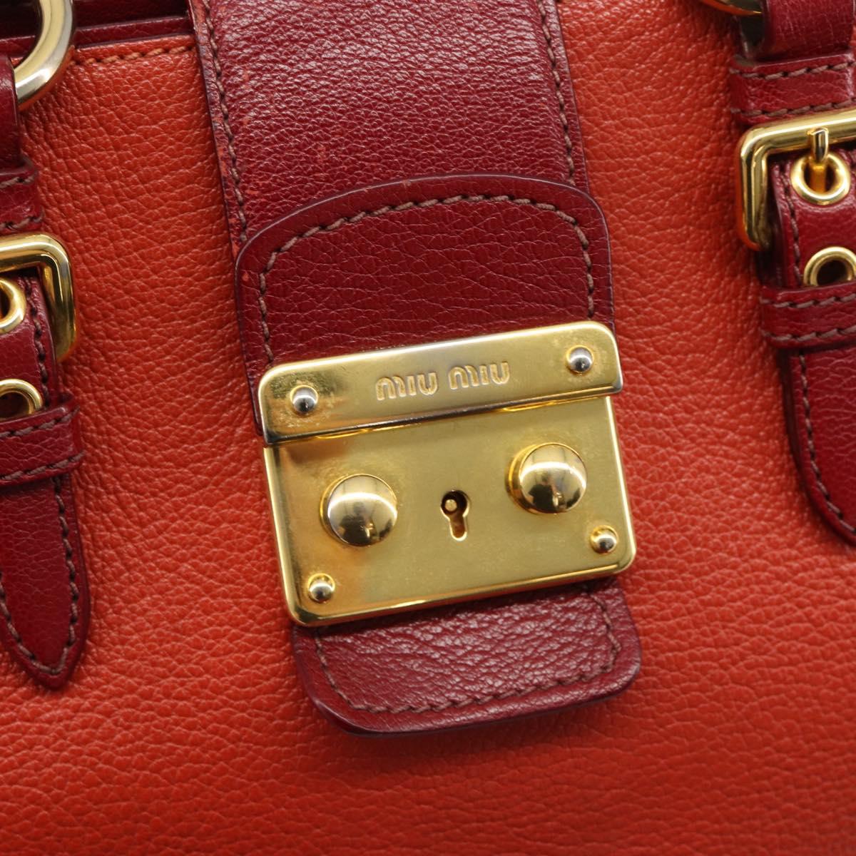 Miu Miu Ready Lock Hand Bag Leather 2way Orange Red Gold Auth am11916A