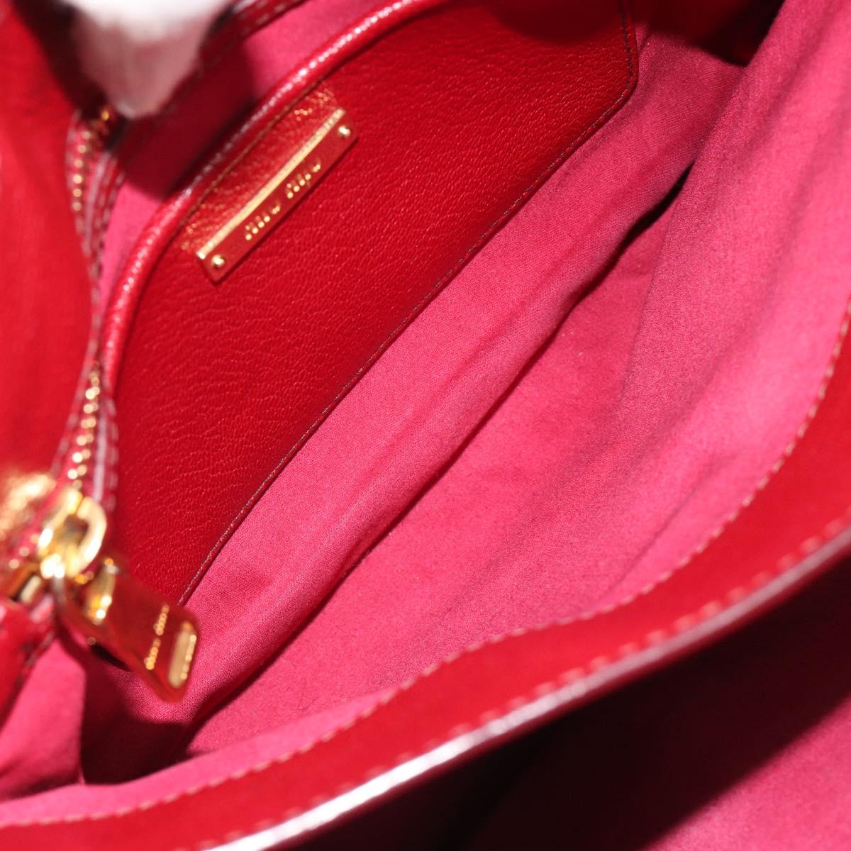 Miu Miu Ready Lock Hand Bag Leather 2way Orange Red Gold Auth am11916A
