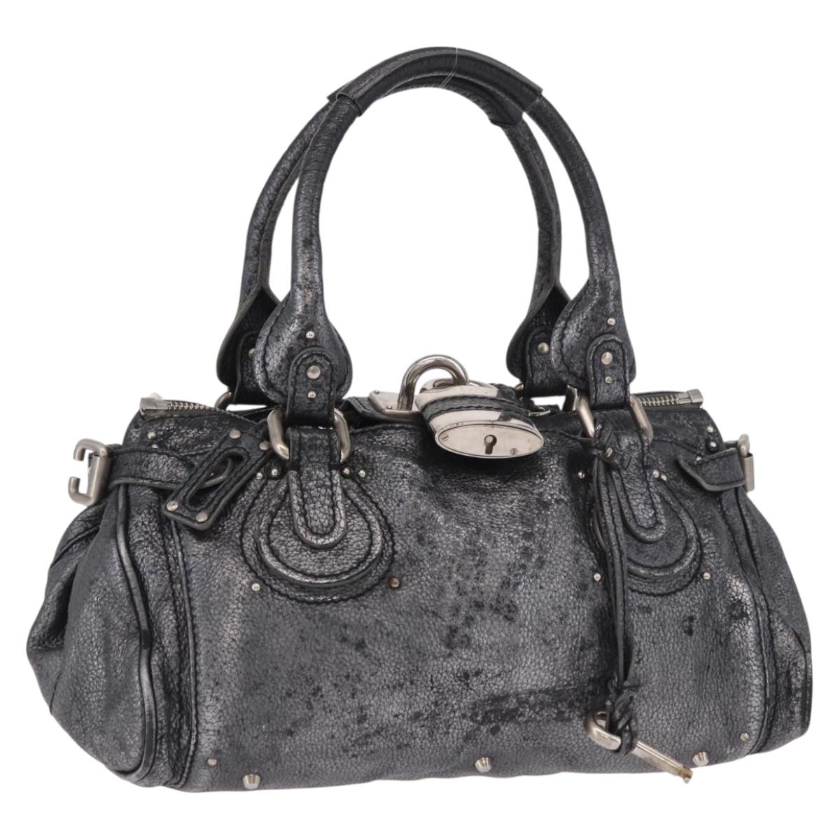 Chloe Paddington Hand Bag Leather Silver Auth am11917A