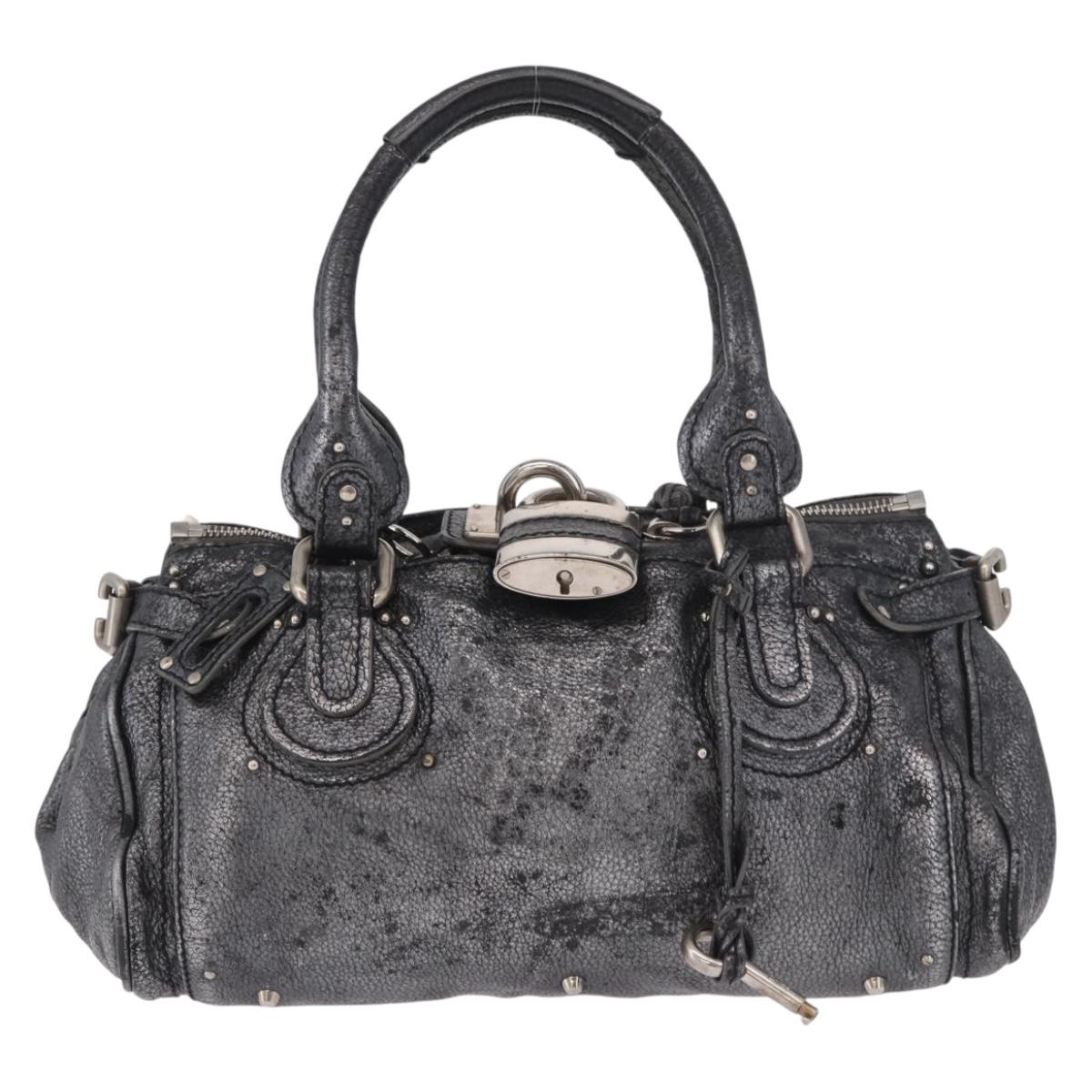 Chloe Paddington Hand Bag Leather Silver Auth am11917A