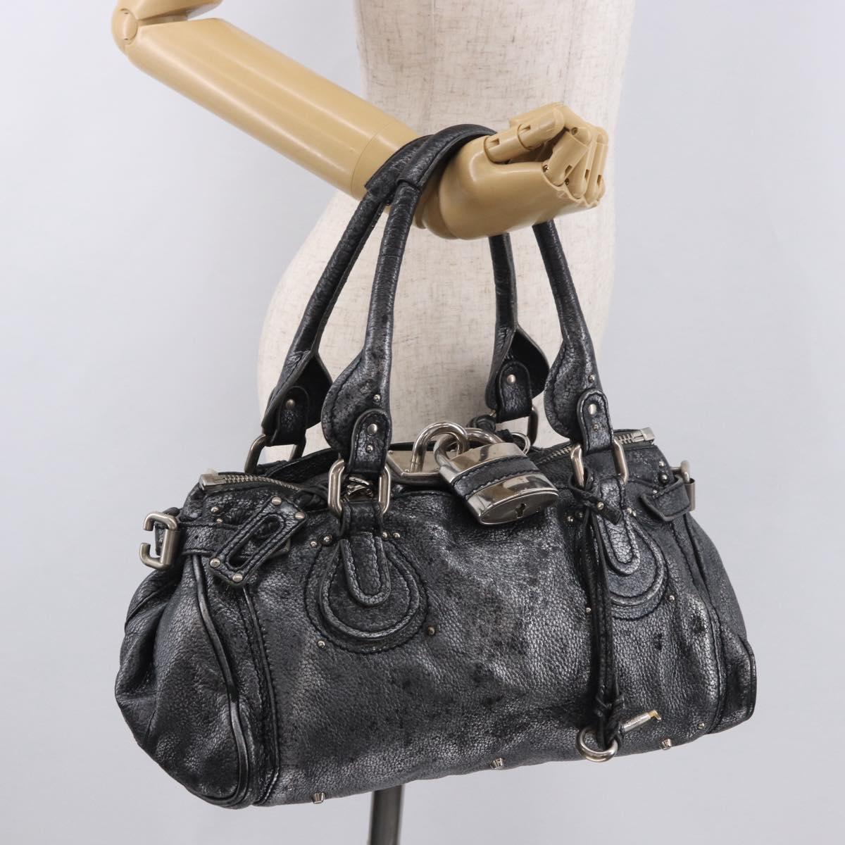 Chloe Paddington Hand Bag Leather Silver Auth am11917A