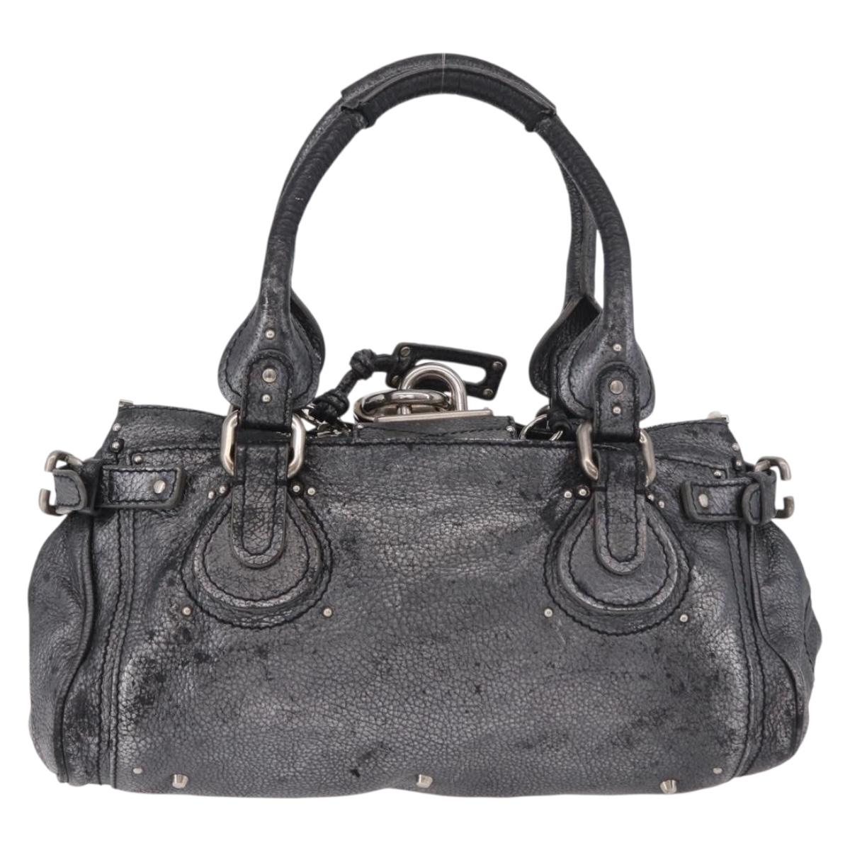 Chloe Paddington Hand Bag Leather Silver Auth am11917A