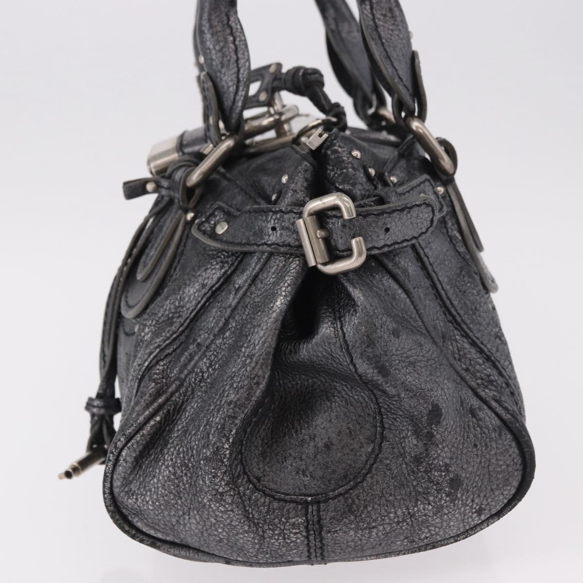 Chloe Paddington Hand Bag Leather Silver Auth am11917A