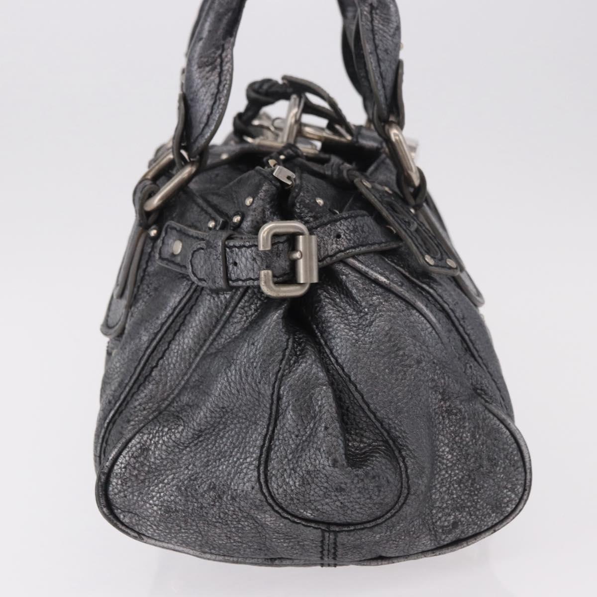 Chloe Paddington Hand Bag Leather Silver Auth am11917A