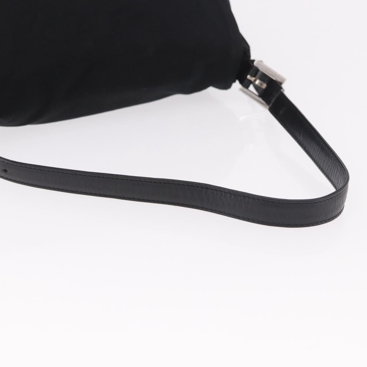 FENDI Mamma Baguette GM Shoulder Bag Cotton Jersey Black Silver Auth am11919