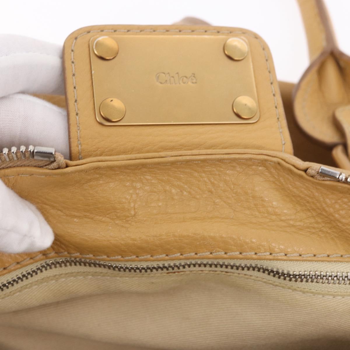 Chloe Paddington Hand Bag Leather Beige Gold Silver Auth am11920V