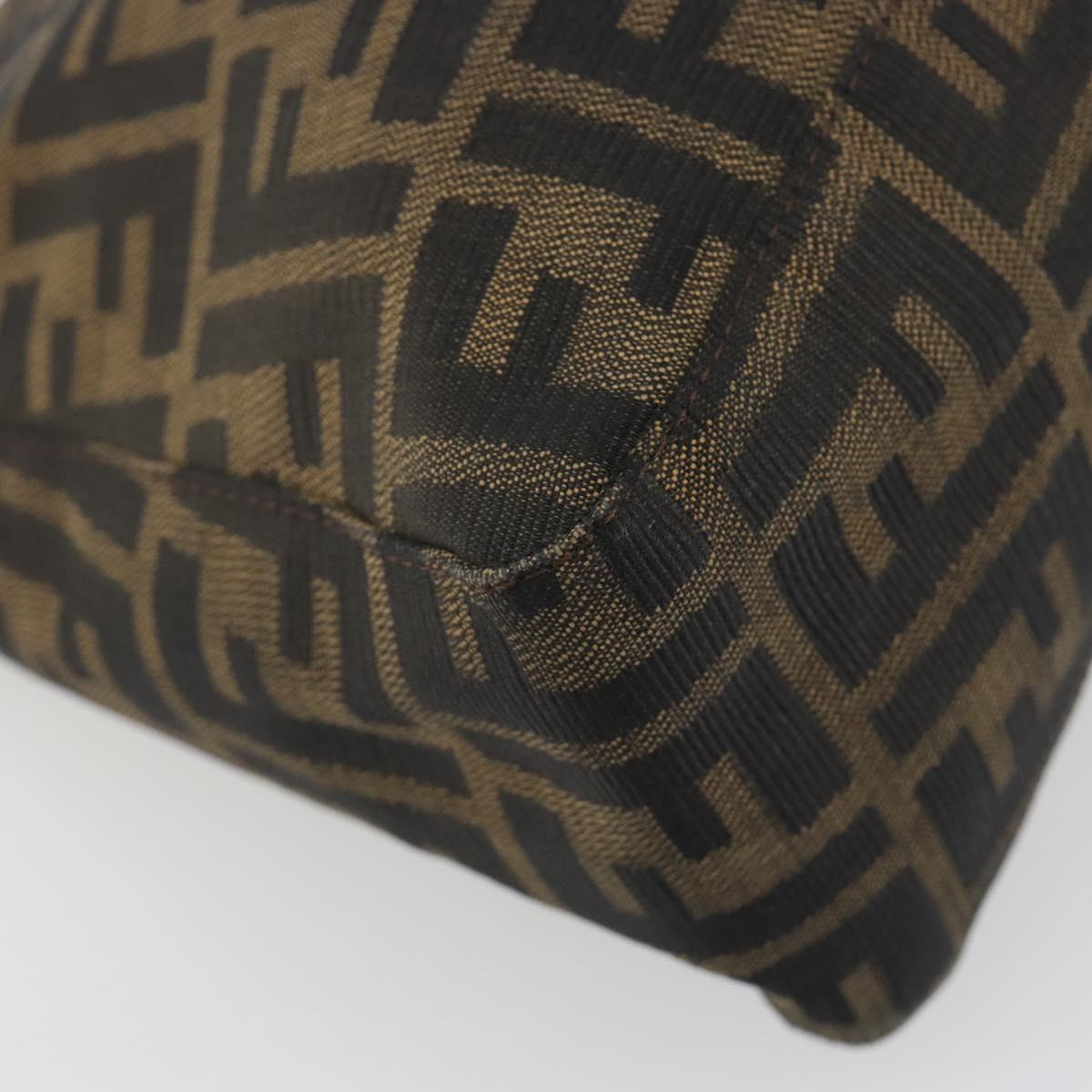 FENDI Zucca Canvas Mamma Baguette Shoulder Bag Black Brown Auth am11921A