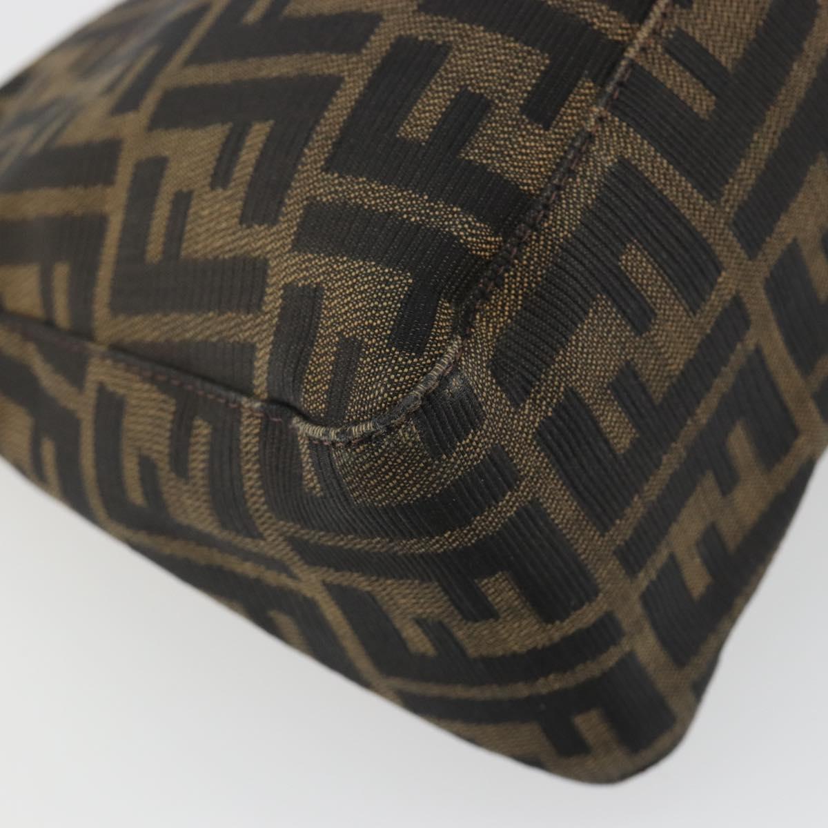 FENDI Zucca Canvas Mamma Baguette Shoulder Bag Black Brown Auth am11921A