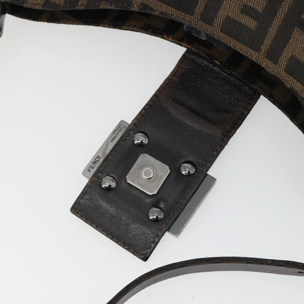 FENDI Zucca Canvas Mamma Baguette Shoulder Bag Black Brown Auth am11921A
