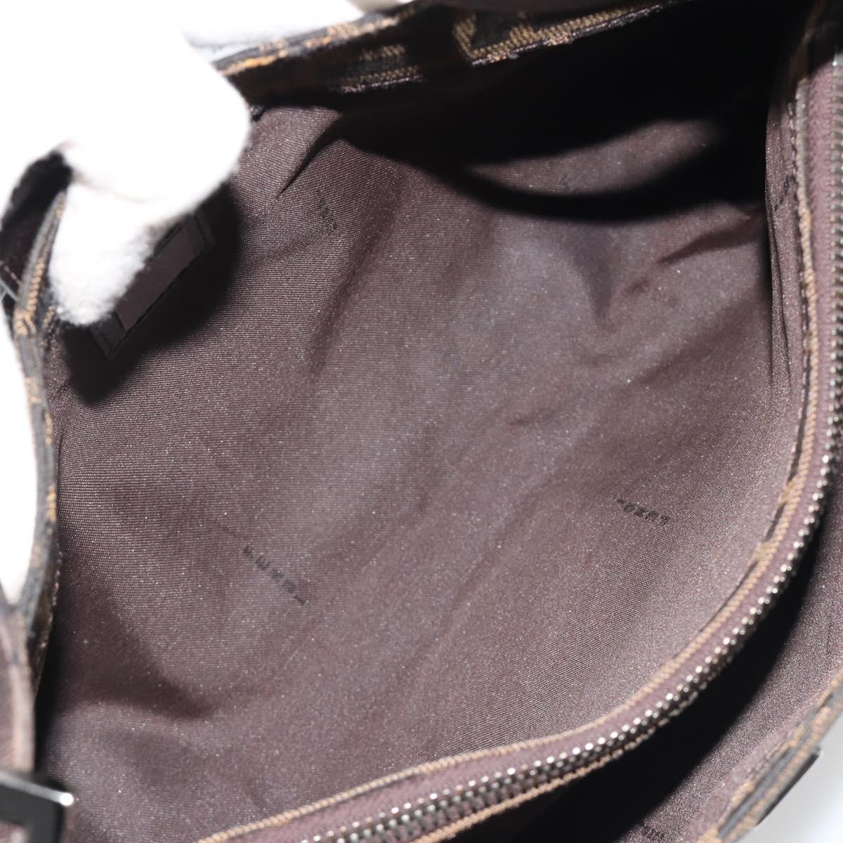 FENDI Zucca Canvas Mamma Baguette Shoulder Bag Black Brown Auth am11921A