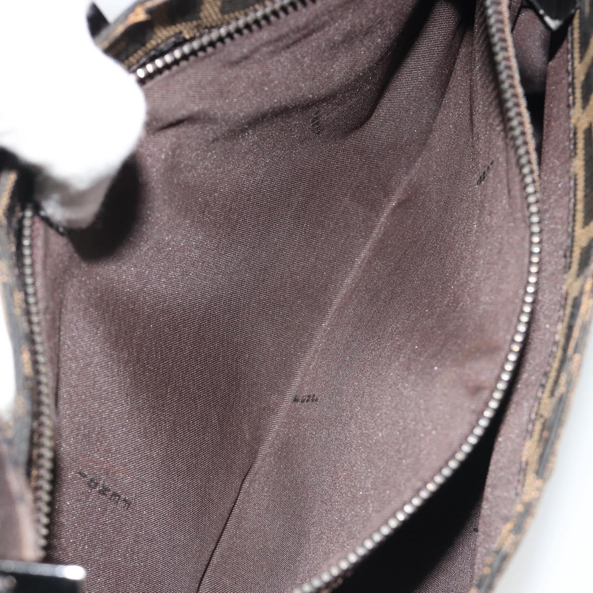 FENDI Zucca Canvas Mamma Baguette Shoulder Bag Black Brown Auth am11921A