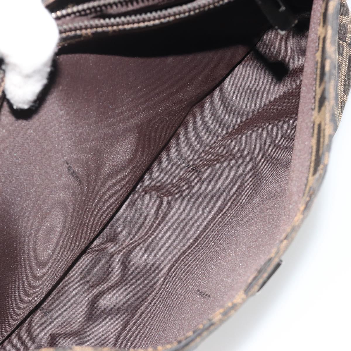 FENDI Zucca Canvas Mamma Baguette Shoulder Bag Black Brown Auth am11921A