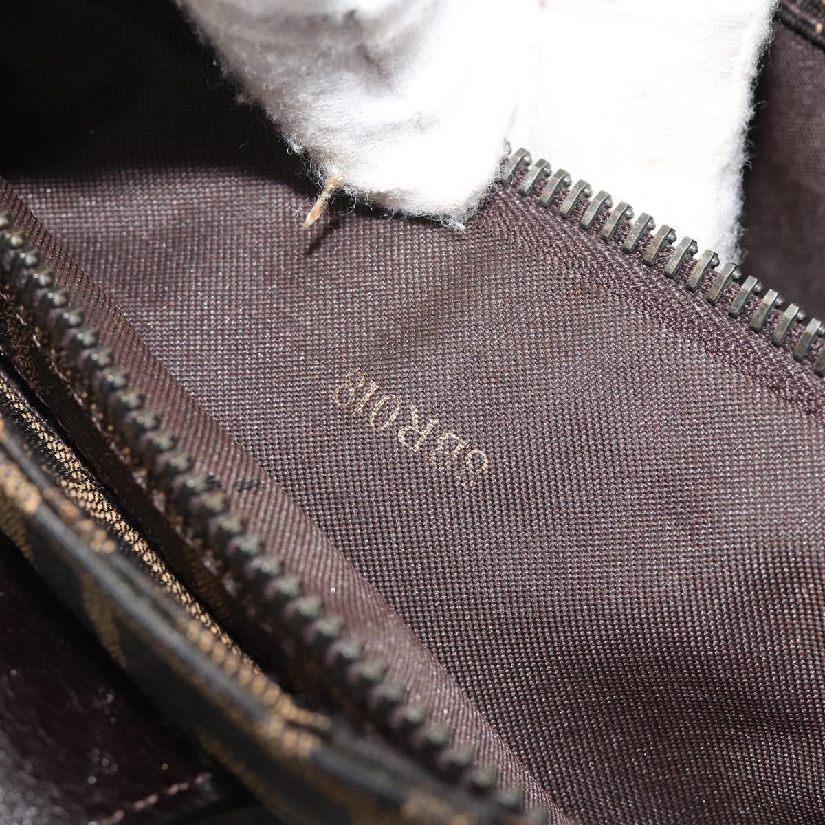 FENDI Zucca Canvas Mamma Baguette Shoulder Bag Black Brown Auth am11921A