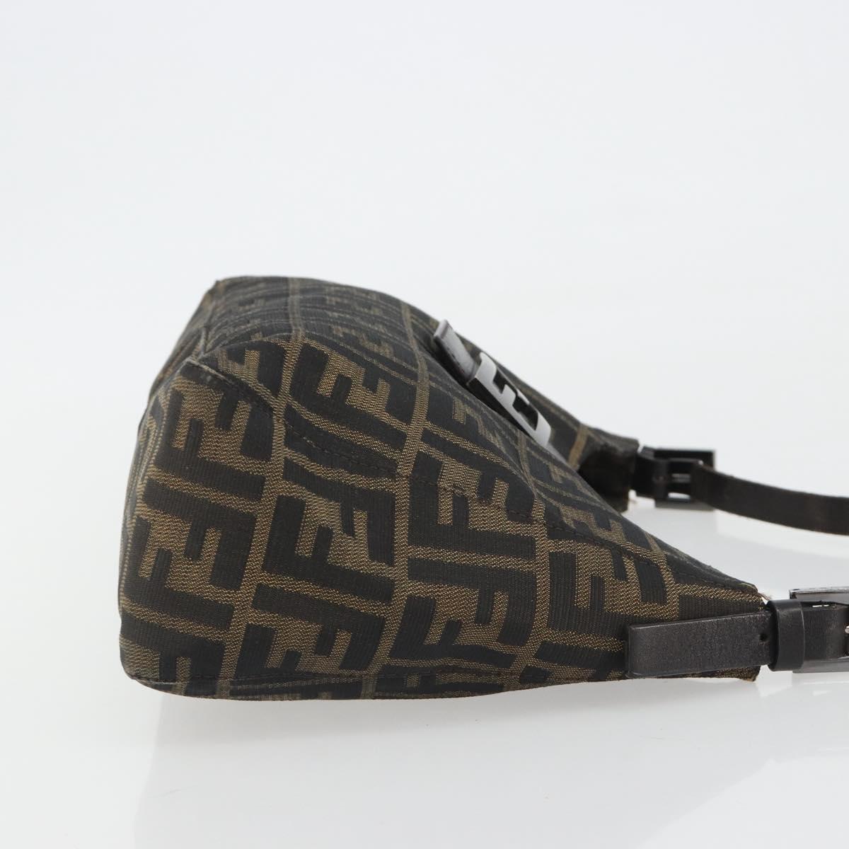 FENDI Zucca Canvas Mamma Baguette Shoulder Bag Black Brown Auth am11921A