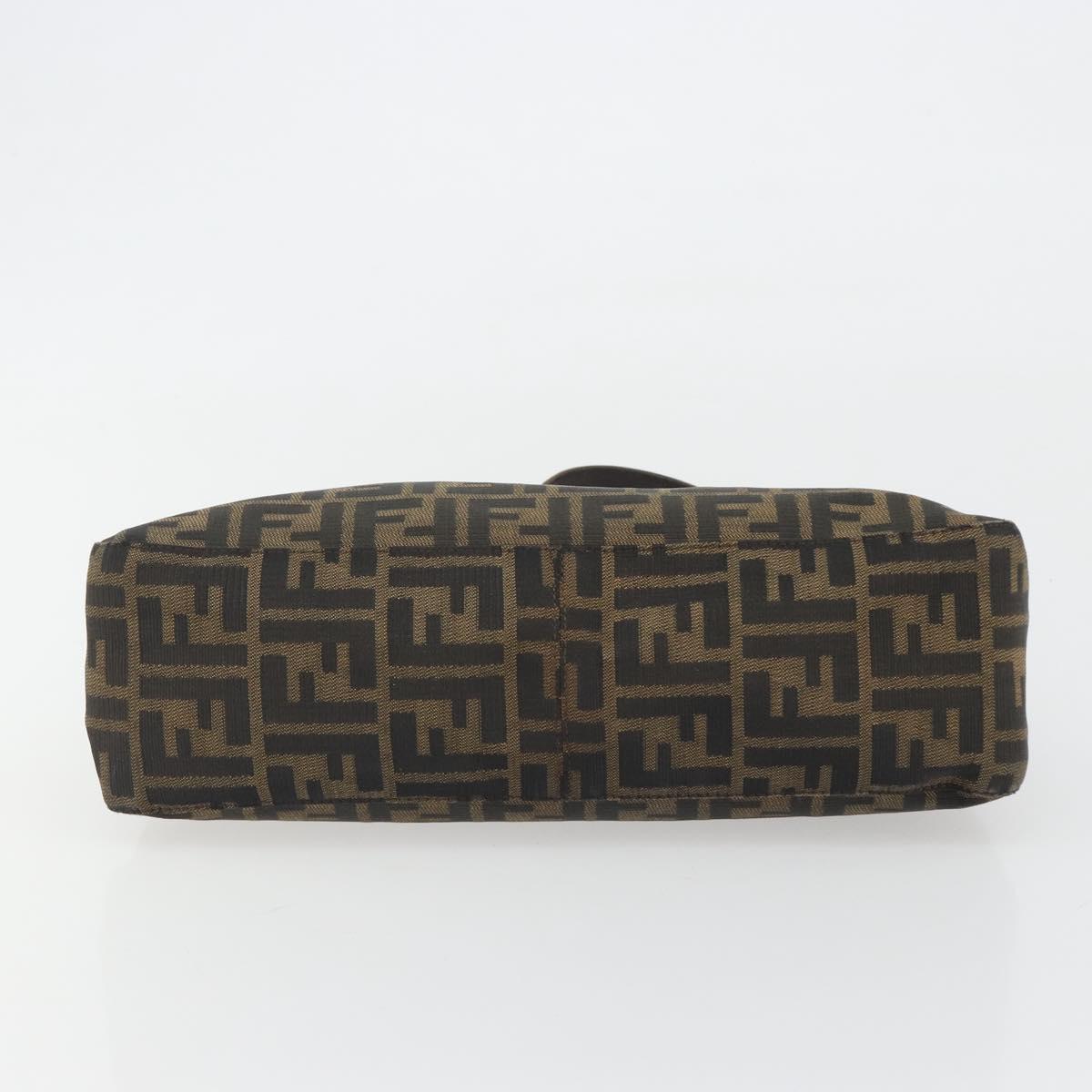 FENDI Zucca Canvas Mamma Baguette Shoulder Bag Black Brown Auth am11921A