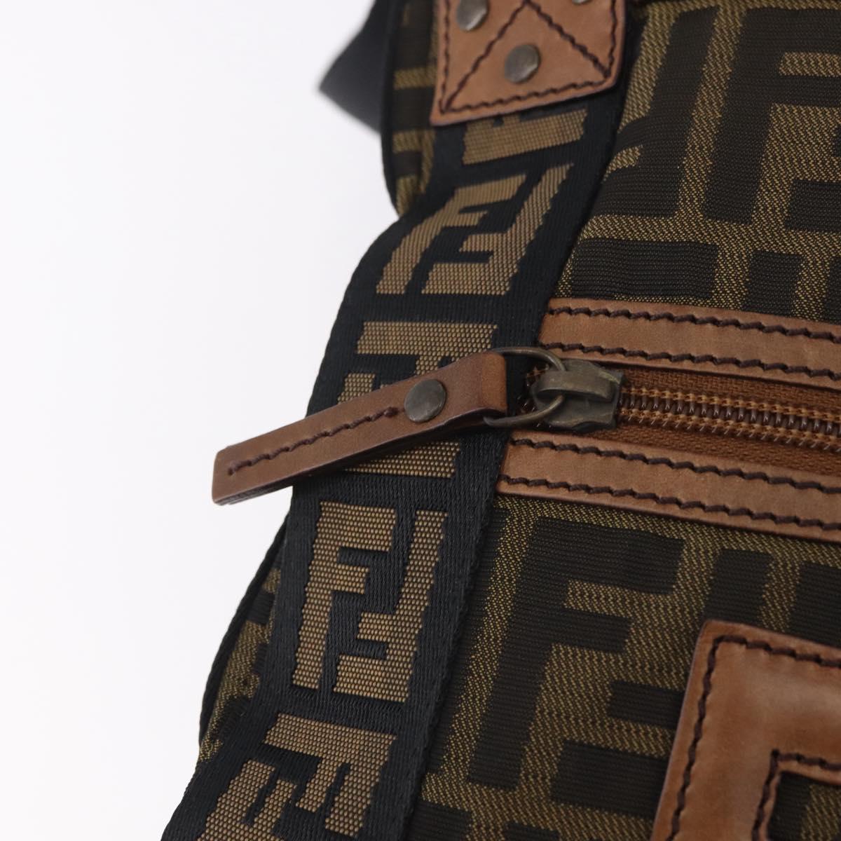 FENDI Zucca Canvas Shoulder Bag Black Brown Auth am11922V