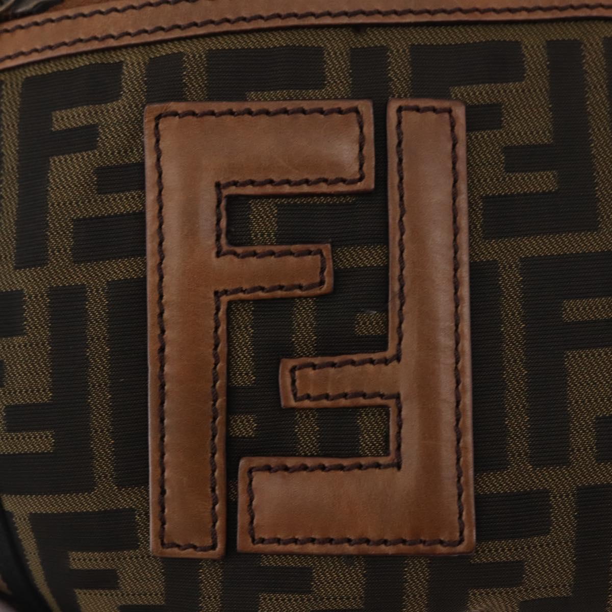 FENDI Zucca Canvas Shoulder Bag Black Brown Auth am11922V