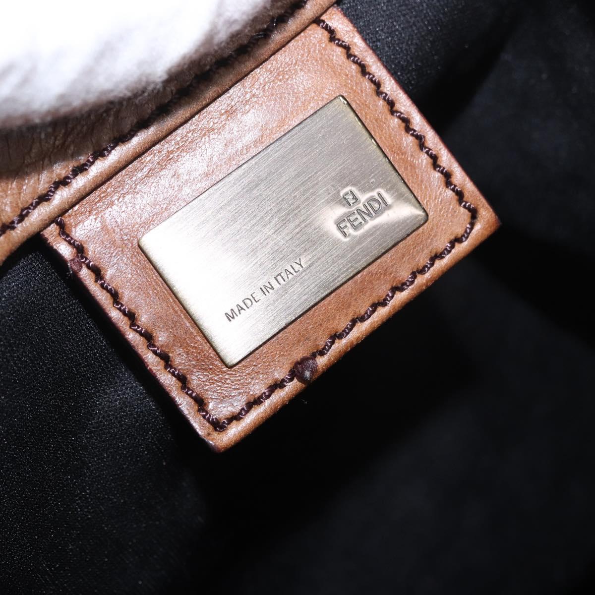 FENDI Zucca Canvas Shoulder Bag Black Brown Auth am11922V