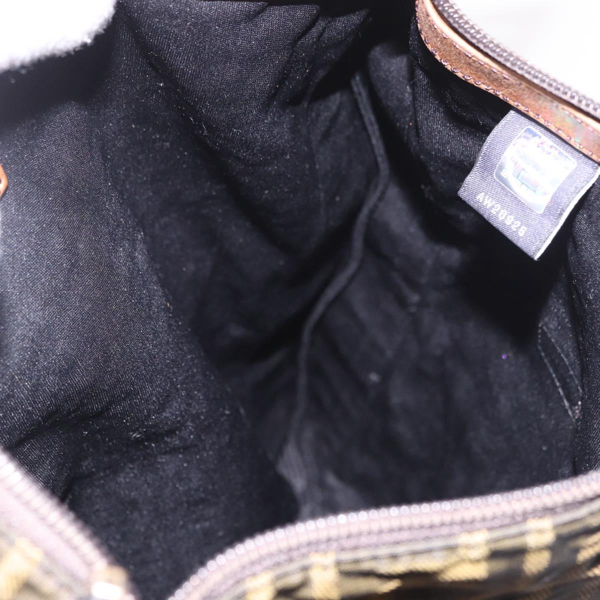 FENDI Zucca Canvas Shoulder Bag Black Brown Auth am11922V