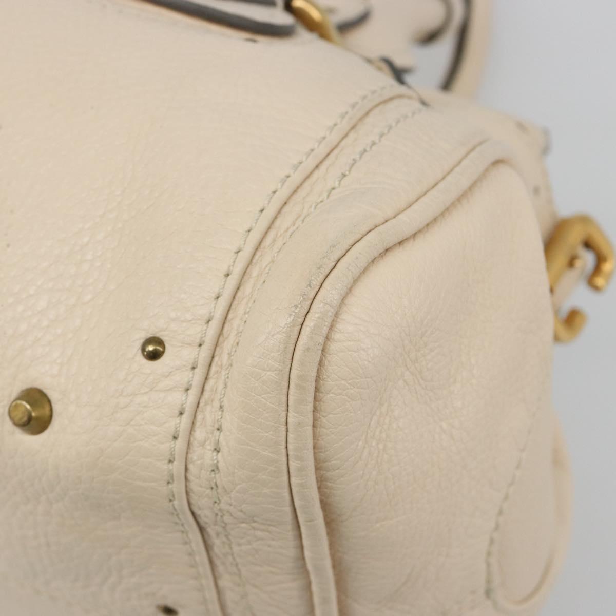 Chloe Paddington Hand Bag Leather Ivory Gold Silver Auth am11923V